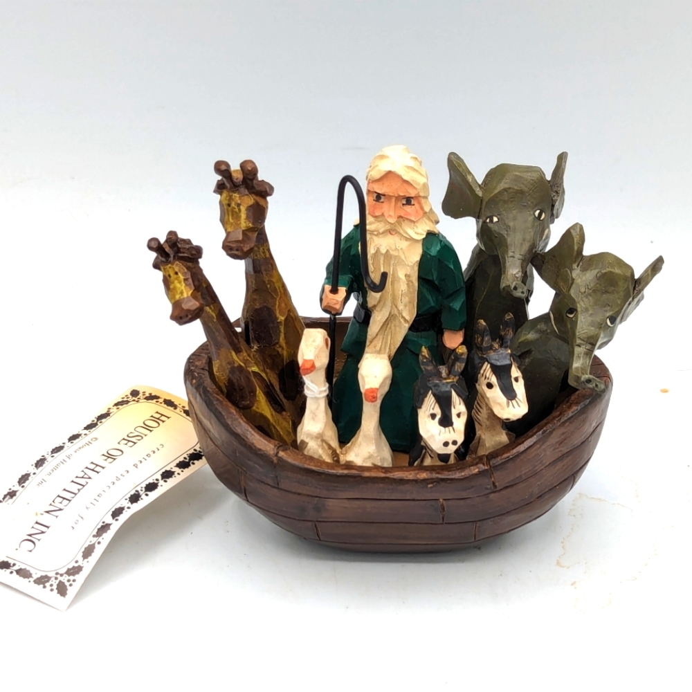 Vtg 1989 NOAH'S ARK Figurine Decor  Removable HOUSE OF HATTEN EUC